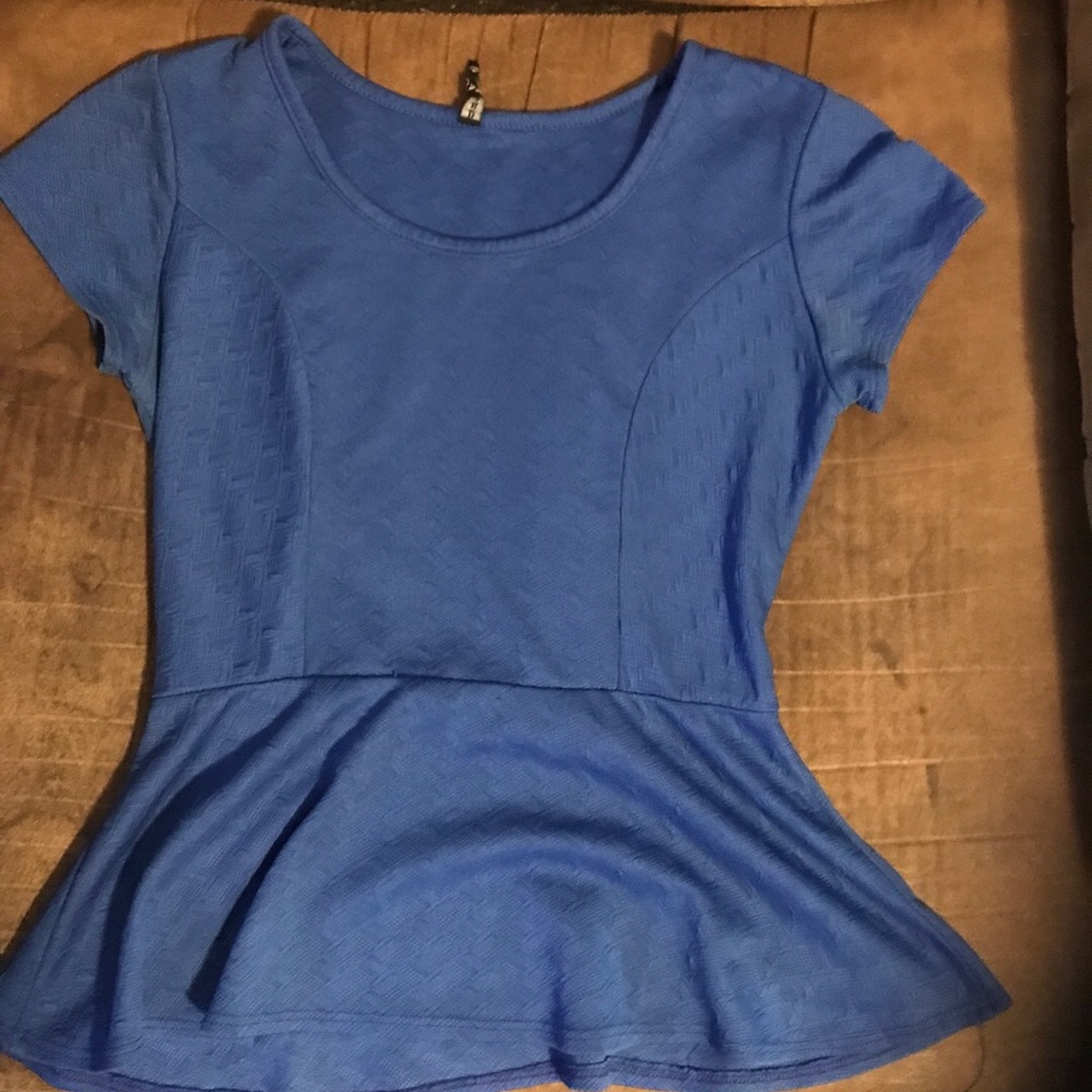 Medium blue peplum top